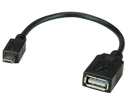 Roline VALUE USB2.0 kabel TIP A(F) na Micro B(M), 0.15m, crni