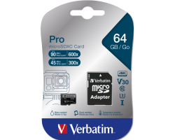 Verbatim memorijska kartica Micro SD Pro (XC/UHS1) 64GB Class 10 Card + adapter