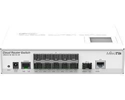 Mikrotik Cloud Router Switch CRS212-1G-10S-1S+IN, 400Mhz CPU, 64MB RAM, 1xG-LAN, 10xSFP cages, 1xSFP+, RouterOS L5, LCD, desktop kućište, PSU