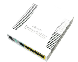 Mikrotik Cloud Smart Switch CSS106-1G-4P-1S (RB260GSP) 5-port Gigabit PoE-out smart preklopnik sa SFP cage, SwOS, plastično kućište, PSU, 53W