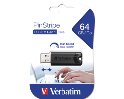 Verbatim PinStripe 64GB USB3.2 Gen1, crni