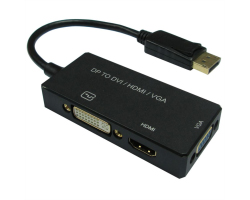 Roline VALUE adapter/kabel DisplayPort - VGA/DVI/HDMI, M/F, aktivni, 0.1m