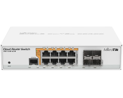 Mikrotik Cloud Router Switch CRS112-8P-4S-IN, QCA8511 400Mhz CPU, 128MB RAM, 8×G-LAN PoE-out, 4×SFP, RouterOS L5, desktop kućište, rack mount, PSU