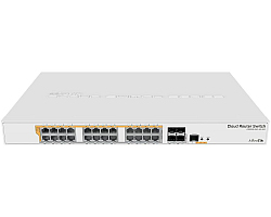 Mikrotik Cloud Router Switch CRS328-24P-4S+RM, 800 MHz CPU, 512MB RAM, 24×G-LAN (all PoE-out), 4xSFP+, RouterOS L5/SwitchOS (dual boot), 1U rackmount kučište, 500W PSU 
