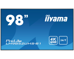 IIYAMA 98&quot; ProLite LH9852UHS-B1 16:9 UHD 4K (3840×2160) S-IPS LED, 24/7, 8ms, 500cd/m2, VGA/DVI/DP/HDMI×3, RS232/RJ45/IR, USB2.0, OPS Slot, zvučnici, crni