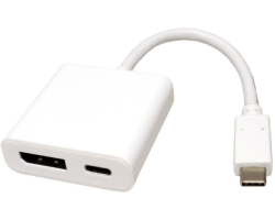 Roline adapter USB-C - DisplayPort v1.2 + 1× USB-C PD, M/F, 0.1m