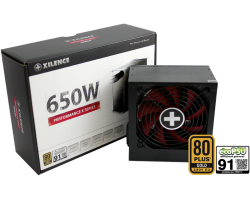 Xilence 650W Performance X, ATX 2.4 80+ GOLD, aktivan PFC, 2×PCIe, 6×SATA, 20+4-pina, 120mm ventilator, crno