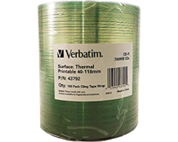 CD-R Verbatim 700MB 52× DataLife+ Thermal Printable No ID 100 pack wrap