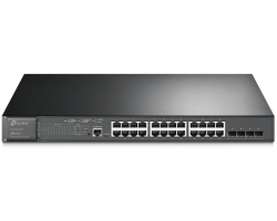 TP-Link JetStream 28-port Gigabit L2+ upravljiv PoE+ preklopnik (Switch), 24×10/100/1000M RJ45 ports, 4×Gbit SFP, RJ45/Micro-USB Console port, 1U 19&quot; rack mount (384W)
