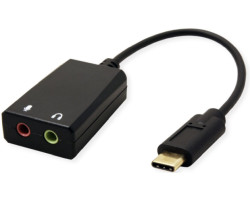 Roline VALUE adapter USB-C - 2×3.5mm audio, M/F, 0.13 m