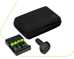 Green Cell auto punjač + punjač sa 4×AA Ni-MH 2000mAh punjive baterije + putna torbica za dodatnu opremu