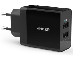 Anker PowerPort II 24W zidni adapter/punjač, 2×USB-A, crni, A2021L11