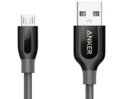 Anker PowerLine+ kabel USB-A na Micro USB, 1.8m, sivi, A8143HA1