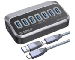 Orico 7-portni USB3.2 hub, crni (ORICO-M3U3-7A-05-BK-BP)