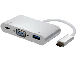 Roline adapter USB-C - VGA (M/F) + 1×USB3.2 Gen1 + 1×USB-C (Power Delivery), 0.1m