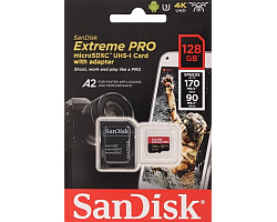 SanDisk Extreme Pro microSDXC 128GB UHS-I A2 Class 10, U3/V30 + SD adapter (SDSQXCD-128G-GN6MA)