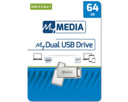 MyMedia Dual USB3.2 Gen1 /USB-C 64GB, metal