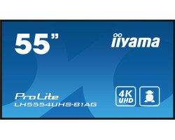 IIYAMA 55&quot; ProLite LH5554UHS-B1AG 16:9 UHD 4K (3840×2160) IPS LED, 24/7, 8ms, 500cd/m, VGA/DVI/DP/HDMI×3, RS232/RJ45/IR, USB2.0×2, Android 11, WiFi, Intel® SDM-L, microSD slot, crni